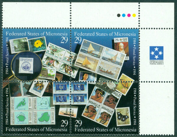 Micronesien - M  371-374 Postal oavhängighet 10 år - Frim på frim, 4-block **