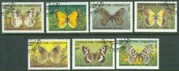 Uzbekistan - M   85-91 Fjärilar, 7 kpl stpl