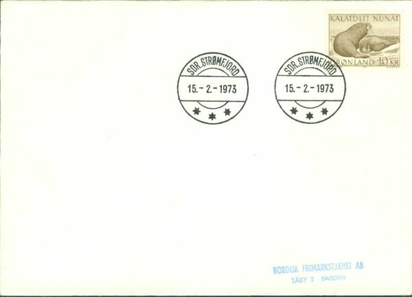 Grönland - FDC 1973-02-15 - Valrossar, 1 kpl Adressat