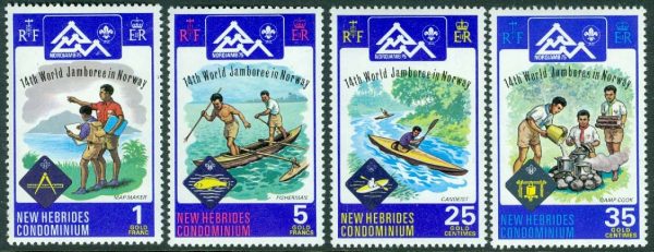 Nya Hebriderna - M  407-410 14: e Världsscoutingträffen i Norge 1975, 4 kpl **