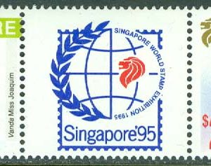 Singapore – M  627-628 + Zf Blommor – Orkidéer – Utställning, 3-strip kpl **