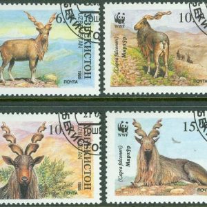 Uzbekistan – M   61-64 Däggdjur – Skruvhornsget – Naturskydd – WWF, 4 kpl stpl