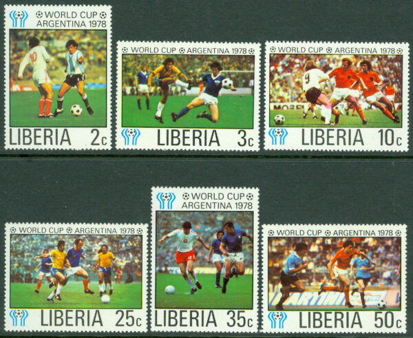 Liberia - M 1061-1067 A VM i Fotboll i Argentina 1978, 6 kpl **