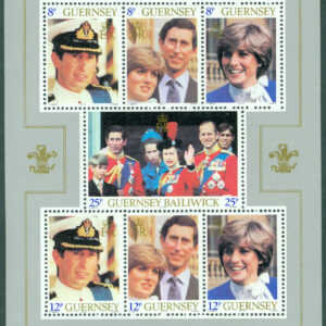 Guernsey – M BL    3 Kungligt bröllop – Prins Charles – Diana Spencer, block kpl **