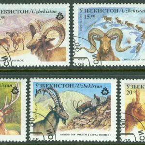 Uzbekistan – M  107-113 Inhemsk fauna, hjortdjur, 7 kpl stpl