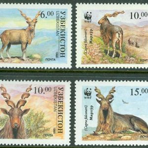 Uzbekistan – M   61-64 Däggdjur – Skruvhornsget – Naturskydd – WWF, 4 kpl **