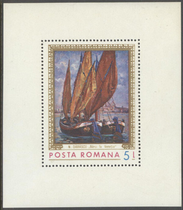 Rumänien - M BL  90 Konst - Båtar - Barken i Venedig, Block **