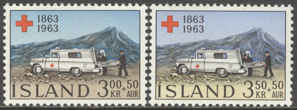 Island - F  412-413 Röda Korset 100 år - Bilar, 2 kpl **