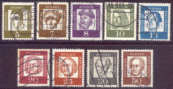 Berlin - M  199-206, 208 Betydande tyskar, 9 ol stpl