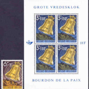 Belgien – M 1301 + BL 28 Fredsklockan i basilikani Koekelberg, 1 kpl + block **