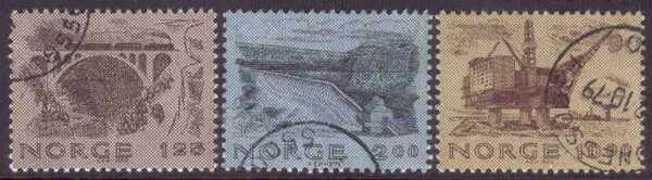 Norge - F  832-834 Norsk Ingenjörskonst bla Kyllingbron, serie 3 kpl