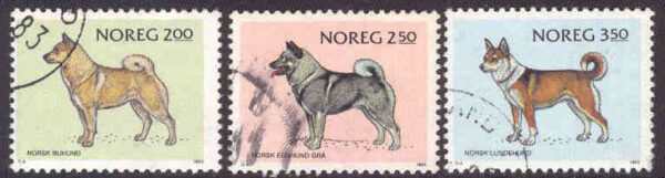 Norge - F  913-915 Hundar bla Norsk Buhund, serie 3 kpl