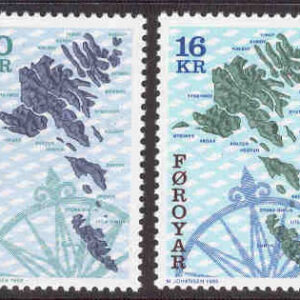 Färöarna – F  300-301 Bruksfrimärken – Karta över Färöarna, 2 kpl **