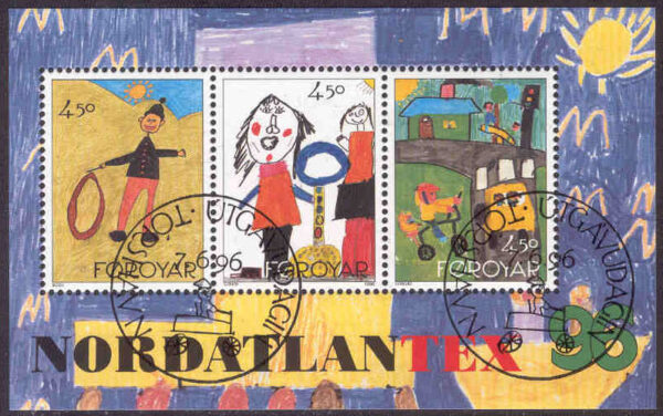 Färöarna - F  302-304 (BL 8) Barnteckningar - Nordatlantex 96, block kpl stpl
