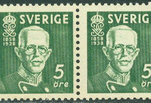 Sverige – F  266BC Gustav V 70 år, 5 öre 3-4-sid par **