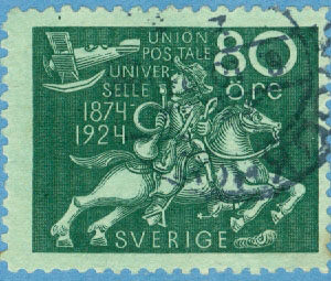 F  222 Världspostföreningen 80 öre stpl