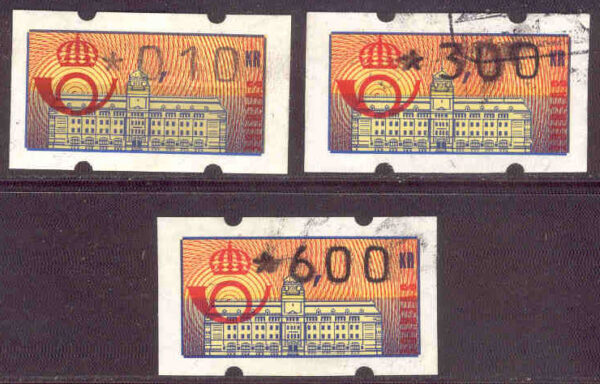 F EA.2x Frankeringsetiketter - Centralposthuset i Stockholm, 3 ol stpl