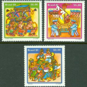 Brasilien – M 1840-1842 Folklore bl.a. folkdans, 3 kpl **