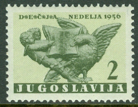 Jugoslavien – M Zw   17 Barnveckan 1956 – Påslagsmärke, 1 kpl **