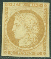 Frankrike – M    1 ND Ceres 10 C nytryck 1862 * med intyg Nils Strandell