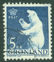 Grönland – F   60 Isbjörn, 5 kr blå