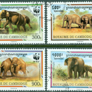 Kambodja – M 1680-1683 Naturskydd – Malaya-elefant,  WWF, 4 kpl stpl