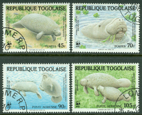 Togo - M 2042-2045 Naturskydd, afrikansk manati, 4 kpl stpl
