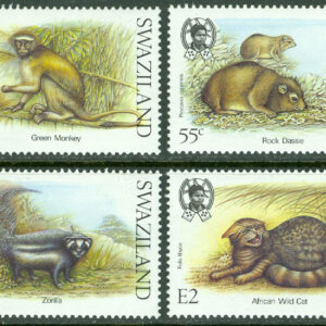 Swaziland – M  548-551 Djur, bl a afrikansk vildkatt, 4 kpl **