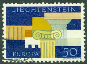 Liechtenstein – M  431 Europa CEPT 1963, grekisk arkitektur, 1 kpl