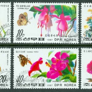 Nordkorea – M 2825-2830 Fjärilar och blommor, 6 kpl stpl
