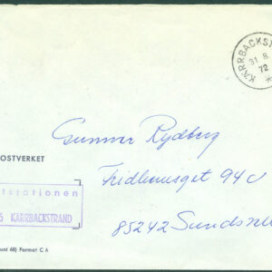 PS-brev KÄRRBACKSTRAND 31.8.72 Sistadagsstämpel