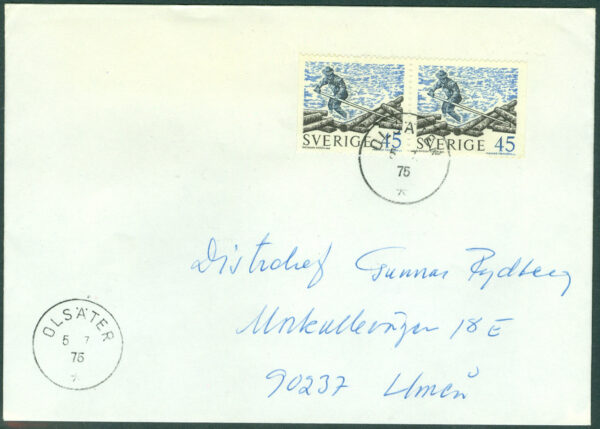 F  685BB på brev OLSÄTER 5.7.75 Sistadagsstämpel