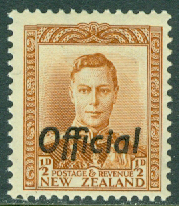 Nya Zeeland – M Tj  53 Kung Georg VI, påtryck Official, ½ P *