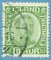 Island – F  132 Christian X, 10 aur grön stpl