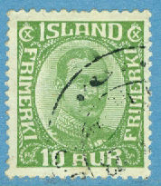 Island – F  132 Christian X, 10 aur grön stpl