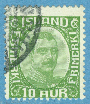Island – F  132 Christian X, 10 aur grön stpl