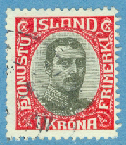 Island – F Tj 50 Christian X, 1 kr stpl