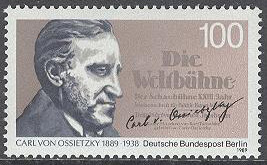 Berlin – M  851 Carl von Ossietzky 100 år – Tidningsutgivare, märke kpl **