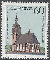Berlin – M  855 Reformationen i Brandenburg 450 år – Kyrka, märke kpl **