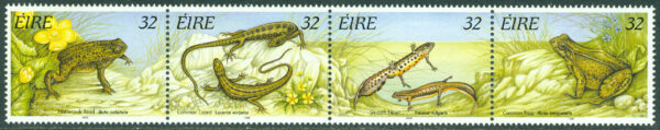 Irland - M  909-912 Kräldjur bla Grodor, 4-strip kpl **