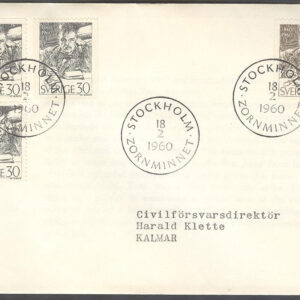 Sverige – FDC 1960-02-18 – Anders Zorn, 4 kpl Adressat