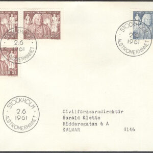 Sverige – FDC 1961-06-02 – Jonas Alströmer, 4 kpl Adressat