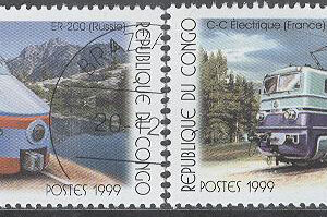 Kongo Brazzaville – M 1687-1688 Järnväg – Lok bla ER-200 Ryssland, serie 2 olika
