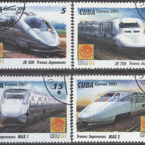 Kuba – M 4359-4362 Lok – Utställ. Phila Nippon 01, serie 4 olika