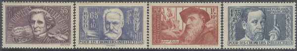 Frankrike - M  418-421 Nödlidande gästarbetare bla H Berlioz - Musik, serie 4 olika **