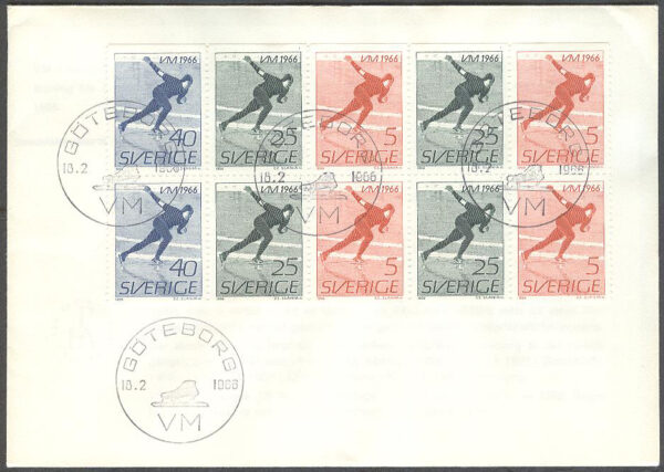 Sverige - FDC 1966-02-18 - VM på skridsko, HBL kpl