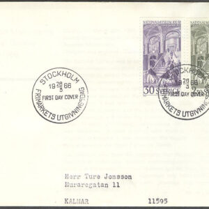 Sverige – FDC 1966-03-26 – Nationalmuseum 100 år, 2 kpl Adressat