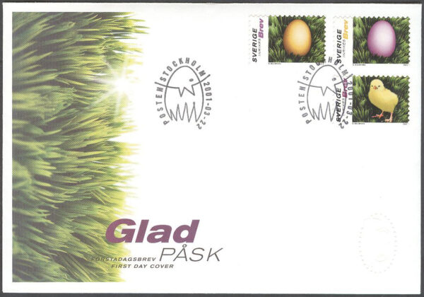 Sverige - FDC 2001-03-22 - Glad Påsk, serie 3 kpl Vinjett 1