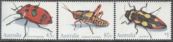 Australien - M 1244, 1246-1247 Insekter bla Tectocoris diopthalmus, serie 3 olika **