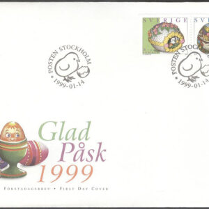 Sverige – FDC 1999-01-14 – Glad Påsk, SX-par kpl Vinjett 1